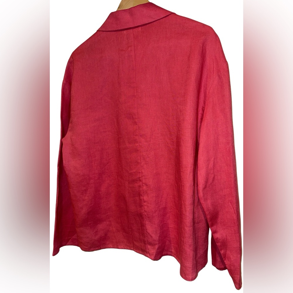 Reformation Alonso Linen Top Pink Relaxed Fit Size M Preppy Coastal Light Blazer - Picture 6 of 7